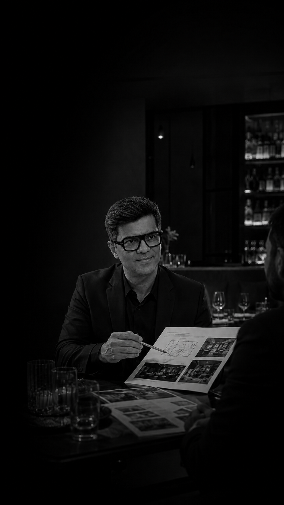 Restaurant consultant presenting service concepts